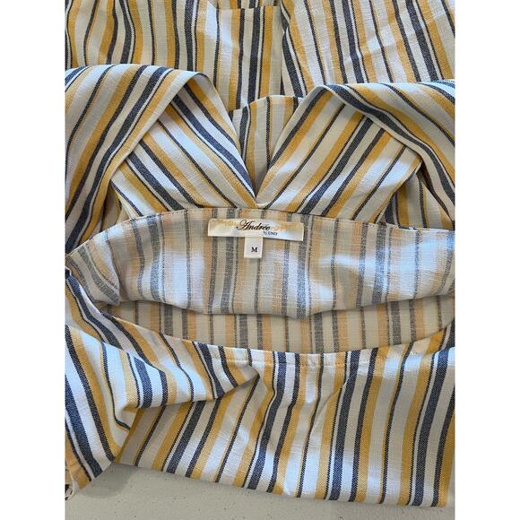 Andree by Unit Women's Sleeveless Yellow Denim Striped Tank Top Blouse Size M - Picture 3 of 7